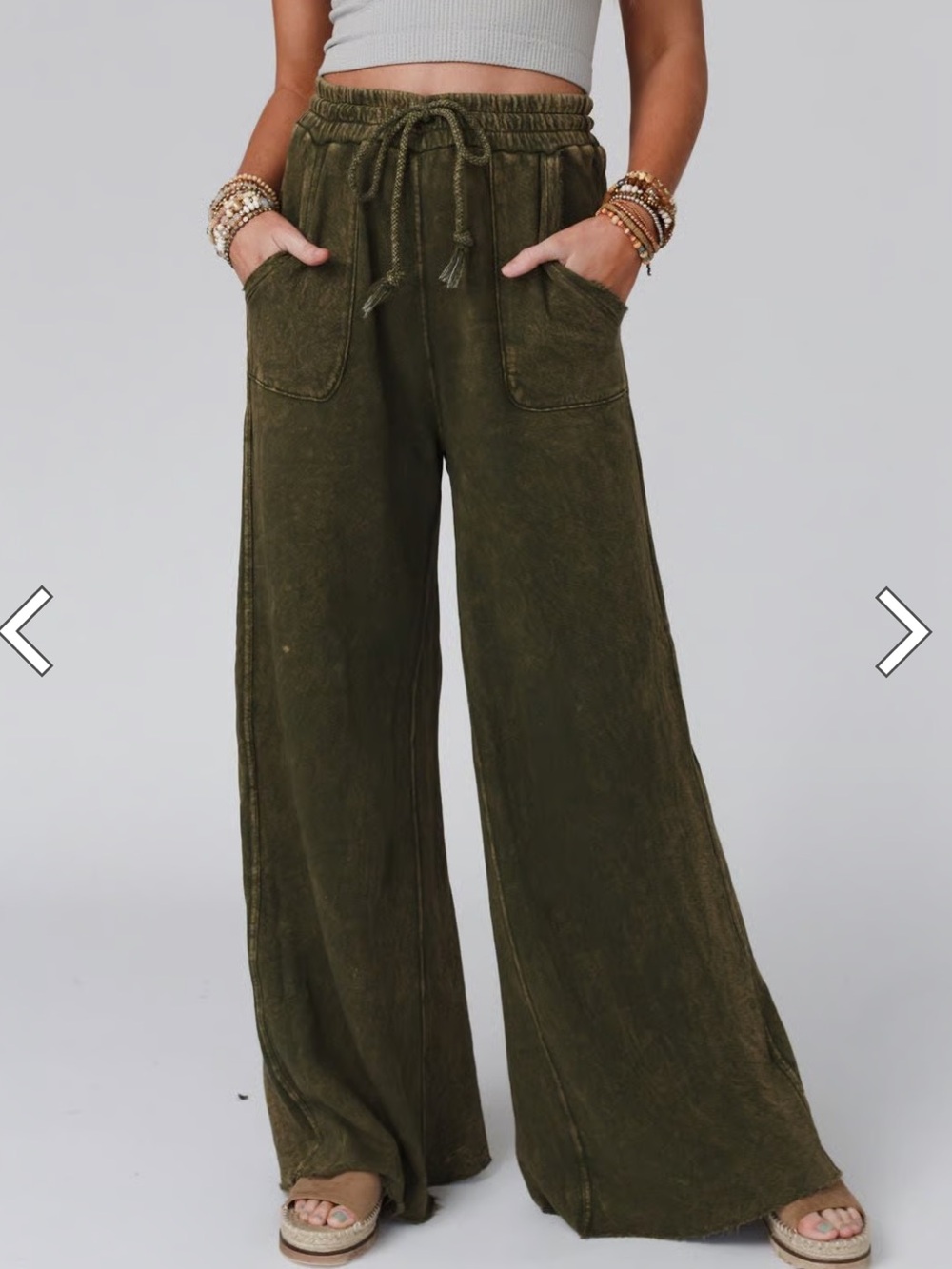 Three Bird Nest Relaxing Robin Wide Leg Pant New Olive Green sz XL - Picture 2 of 10